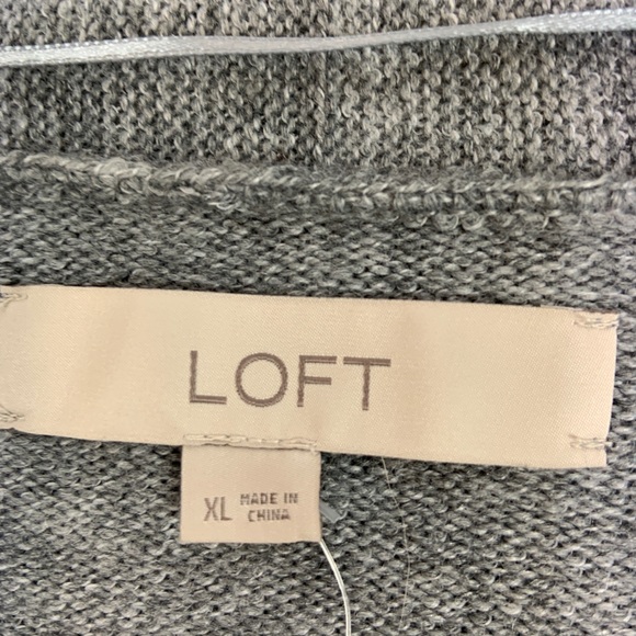 Loft Gray Stripe Open Cardigan Sweater Size XL NWT - Picture 6 of 9